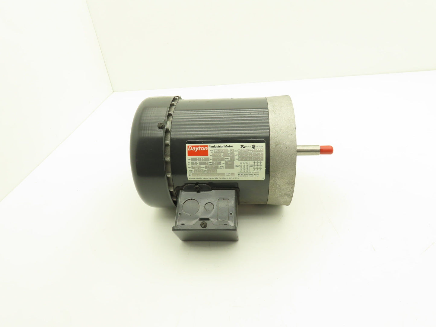 Dayton 3N723 AC Electric Motor 1/2Hp 3450rpm 220/440v 3Ph 56J Frame TEFC
