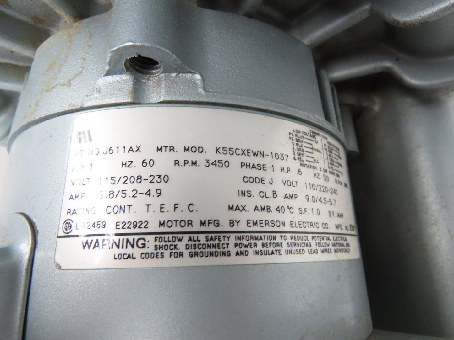 Thermo Environmental 3616 Regenerative Blower Vacuum Pump 1Hp 115/230v 1ph 92CFM