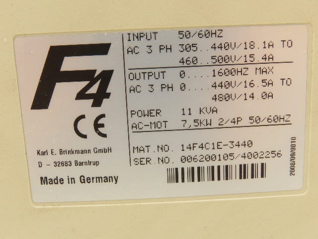 KEB 14.F4.C1E-3440 VFD AC Drive 3Ph 480V In 7.5kW 480V 16.5A 1600Hz Out