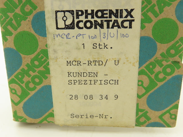 Phoenix Contact 2808394 MCR-RTD/U/NC RTD-Converter PT100 3-Wire In 0-10V Out