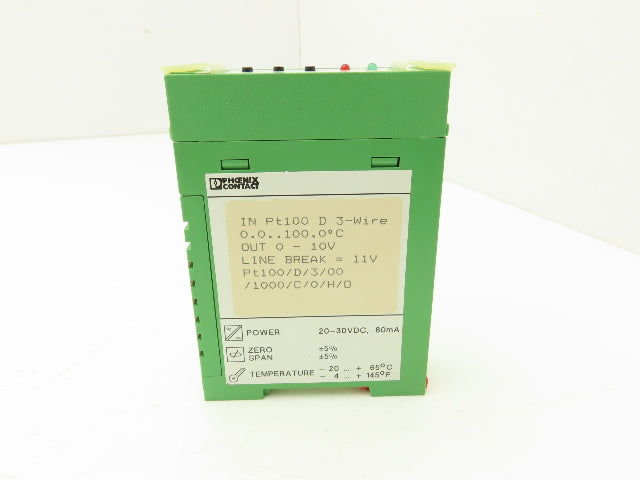 Phoenix Contact 2808394 MCR-RTD/U/NC RTD-Converter PT100 3-Wire In 0-10V Out