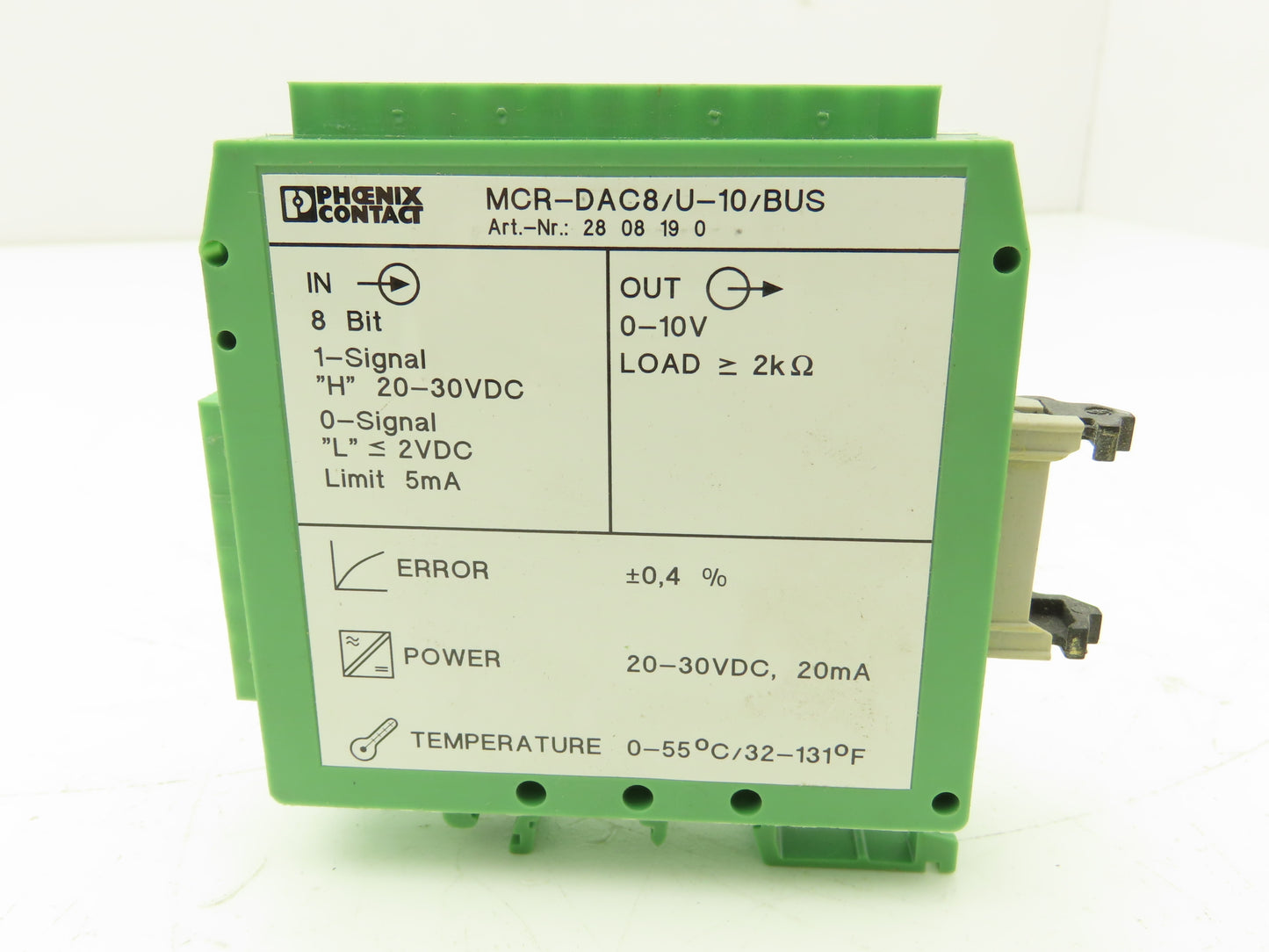 Phoenix Contact MCR-DAC8/U-10/BUS Digital-Analog Converter 24VDC 8-Bit