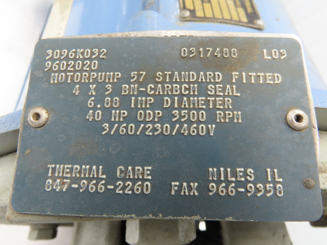 Scot Model 57 Cast Iron Centrifugal Pump 4x3" Flanged 40Hp 230/460V 3PH 286JM