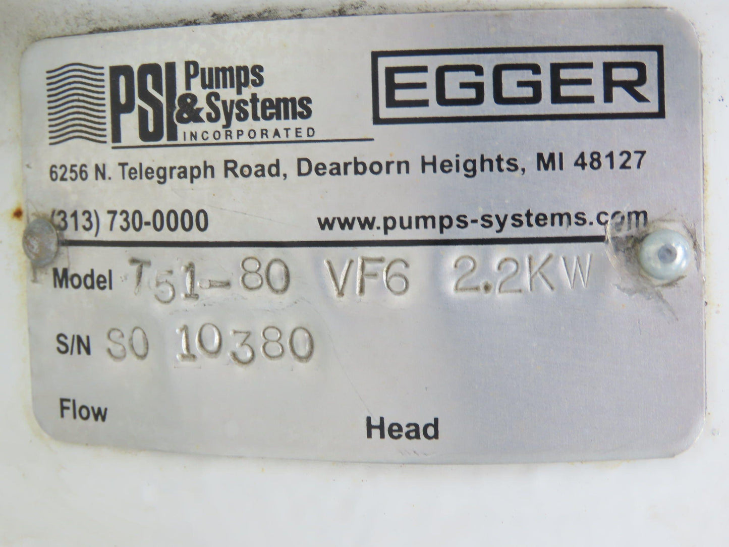 Egger Turo T51-80 VF6 Vortex Slurry Pump Recessed Impeller Metric Flange 4Hp 3PH