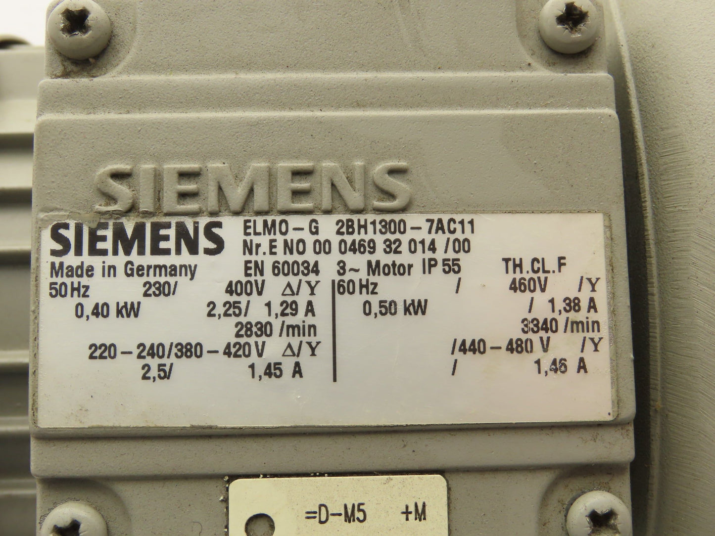 Siemens ELMO-G Regenerative Vacuum Blower 230/460V .5KW -150mbar 170mbar