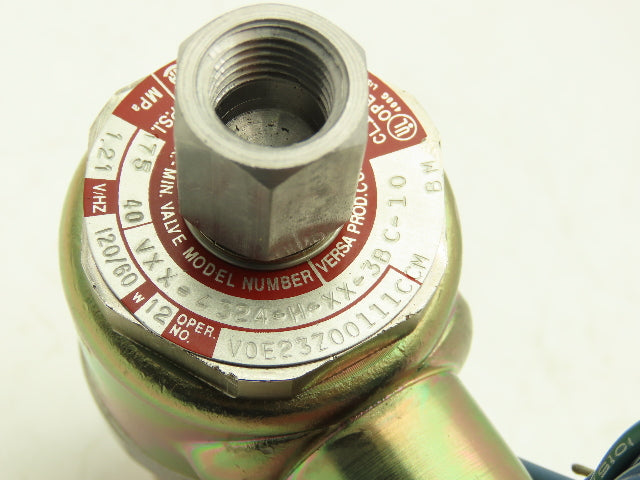 Versa VXX-4324-H-XX-38C-10 Pneumatic Solenoid Valve 4-Way 3-Pos 1/4"npt 120VAC