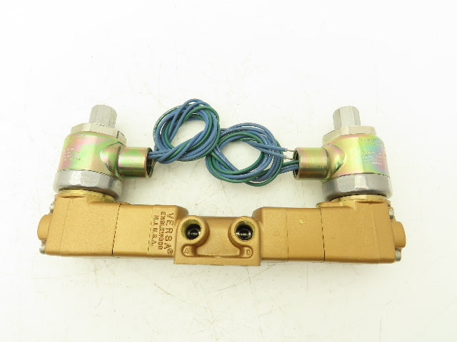 Versa VXX-4324-H-XX-38C-10 Pneumatic Solenoid Valve 4-Way 3-Pos 1/4"npt 120VAC