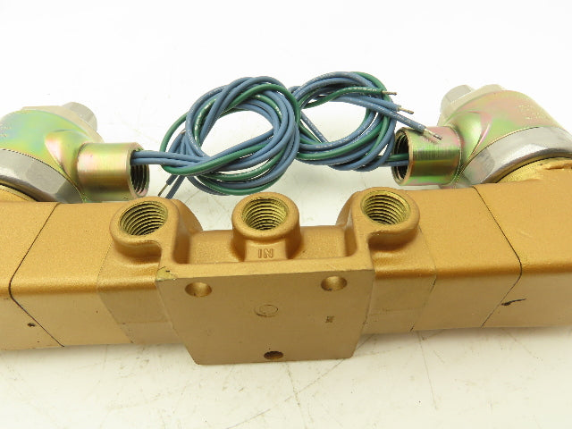 Versa VXX-4324-H-XX-38C-10 Pneumatic Solenoid Valve 4-Way 3-Pos 1/4"npt 120VAC