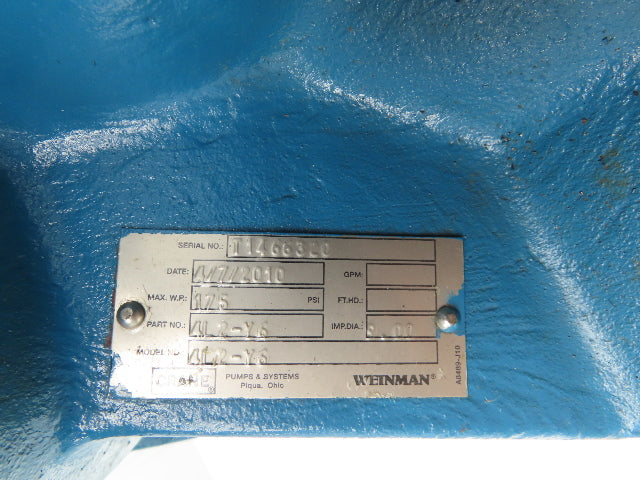 Crane Weinman 4L2-Y6 Split Case Centrifugal Pump 5x4" Flanged Horizontal