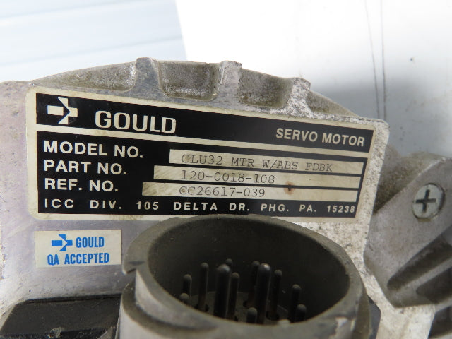 Gould Pacific Scientific CLU32 MTR W/ABS FDBK Servo Motor 74.2V/KRPM 185 in-lbs