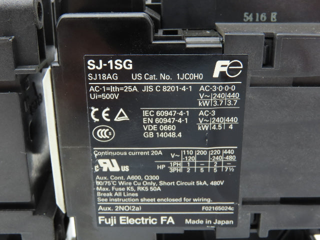 Fuji Electric SJ-1SG | TR-5-1N Motor Starter 7.5Hp 480V Heater 7-11A Lot of 5