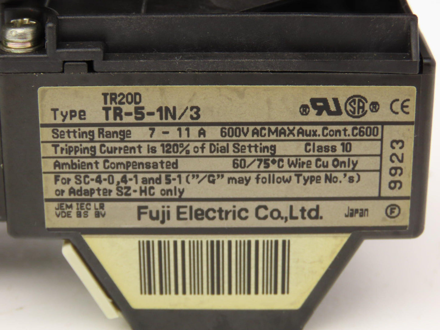 Fuji Electric SJ-1SG | TR-5-1N Motor Starter 7.5Hp 480V Heater 7-11A Lot of 5