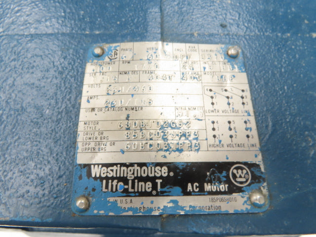 Westinghouse 680B102G52 Electric Motor 100Hp 230/460V 3Ph 1770RPM 404T Frame DP
