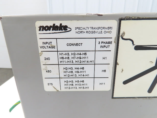 Norlake Motoman ST-4597 Power Transformer 4.5kVA 3Ph HV 575/480/240 LV 208