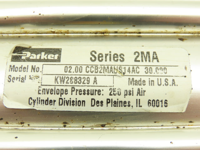 Parker CCB2MAUS14AC Series 2MA Pneumatic Air Cylinder 2" Bore 30" Stroke Foot Mt