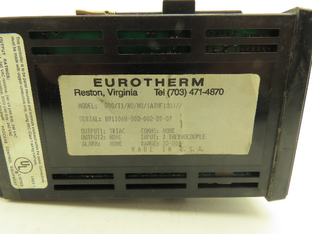 Eurotherm Thermolyne 808/T1/NO/NO/(AJHF100) Digital Temperature Controller