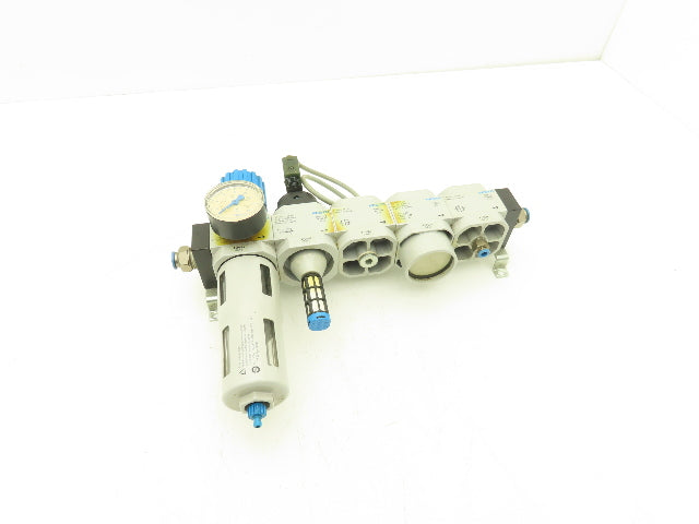 Festo Air Regulator Filter Solenoid On Off Valve Branching Manifold Assembly