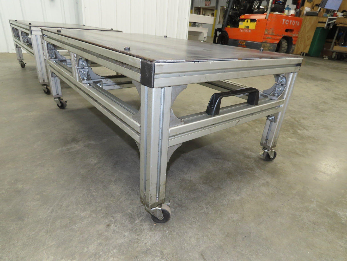 3/16" Steel Top Aluminum Table Work Cart 80/20 Extrusion T Slot 39x23" Lot of 2