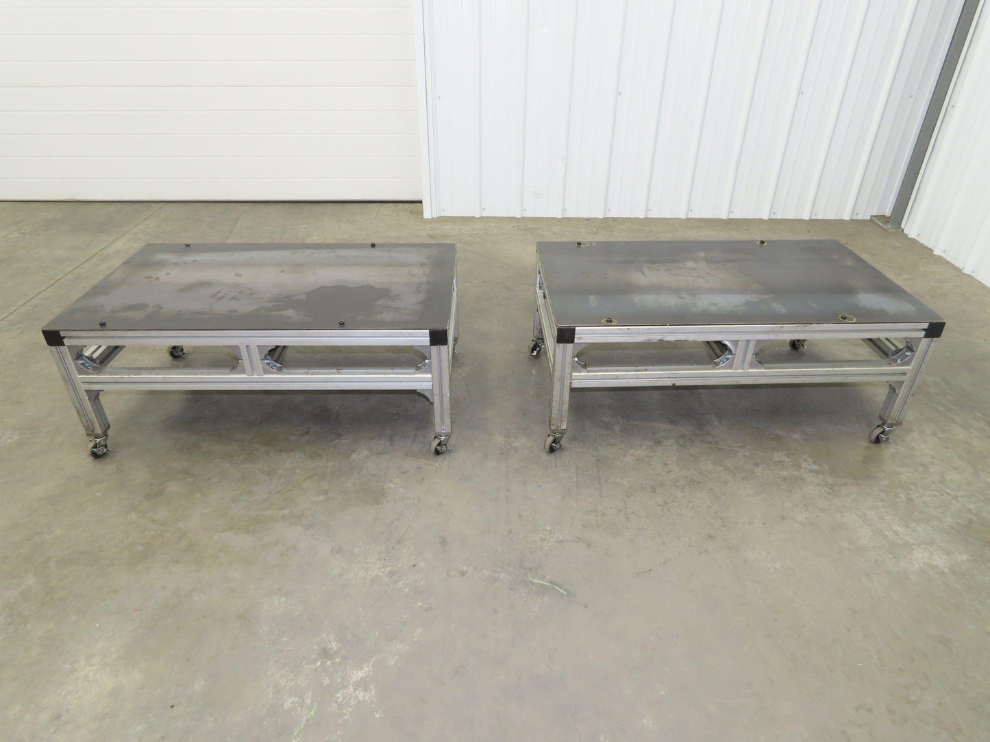 3/16" Steel Top Aluminum Table Work Cart 80/20 Extrusion T Slot 39x23" Lot of 2