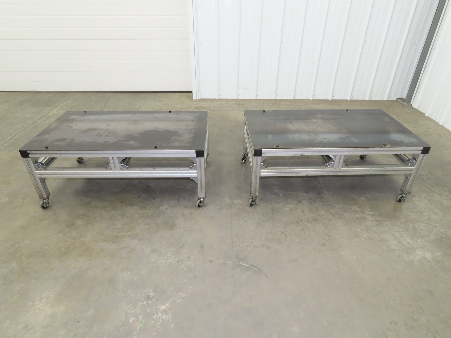 3/16" Steel Top Aluminum Table Work Cart 80/20 Extrusion T Slot 39x23" Lot of 2