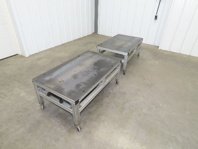 3/16" Steel Top Aluminum Table Work Cart 80/20 Extrusion T Slot 39x23" Lot of 2