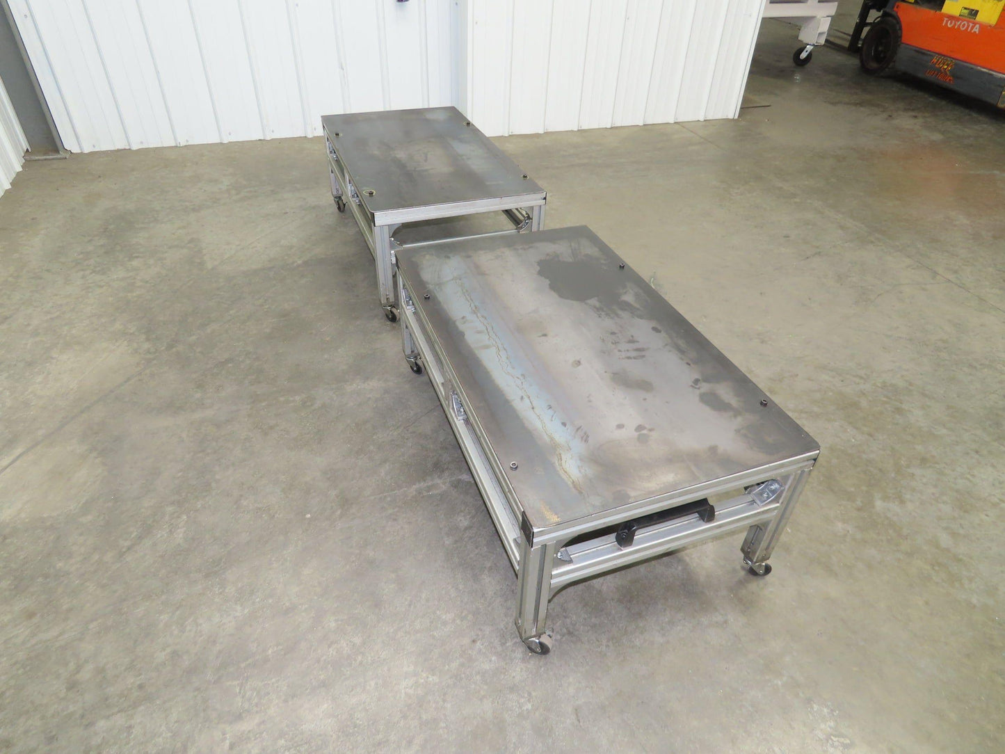 3/16" Steel Top Aluminum Table Work Cart 80/20 Extrusion T Slot 39x23" Lot of 2
