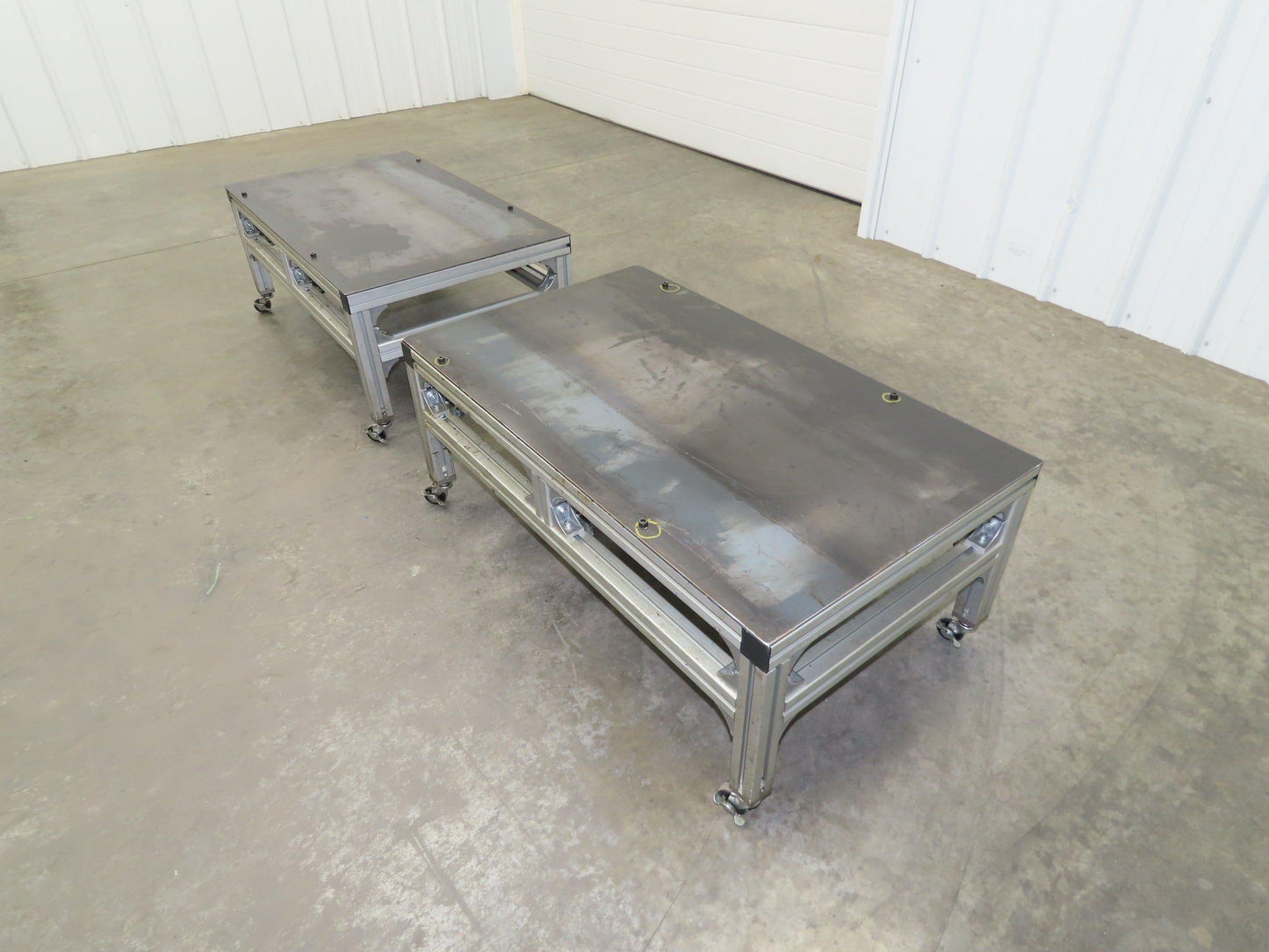 3/16" Steel Top Aluminum Table Work Cart 80/20 Extrusion T Slot 39x23" Lot of 2