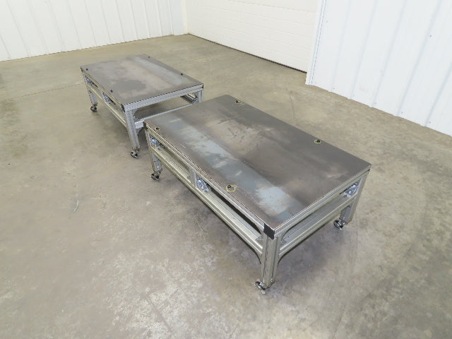 3/16" Steel Top Aluminum Table Work Cart 80/20 Extrusion T Slot 39x23" Lot of 2