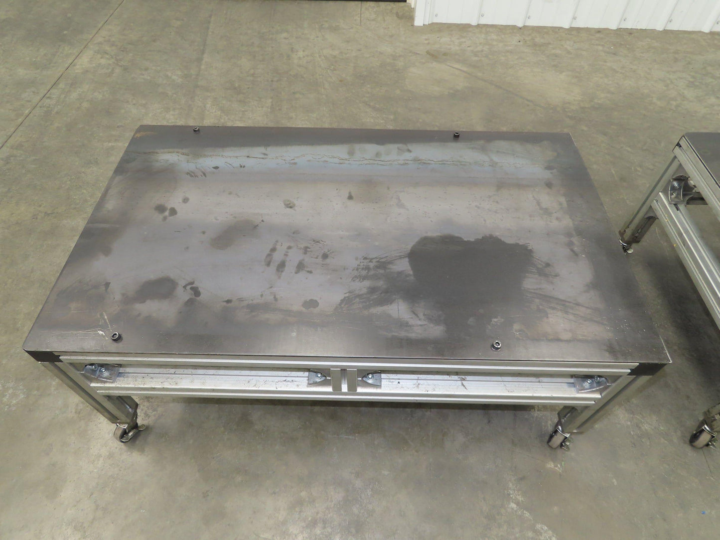 3/16" Steel Top Aluminum Table Work Cart 80/20 Extrusion T Slot 39x23" Lot of 2