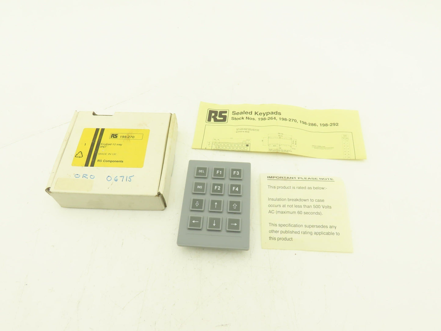 RS Components 198-270 Keypad 12 Button Replaceable Caps