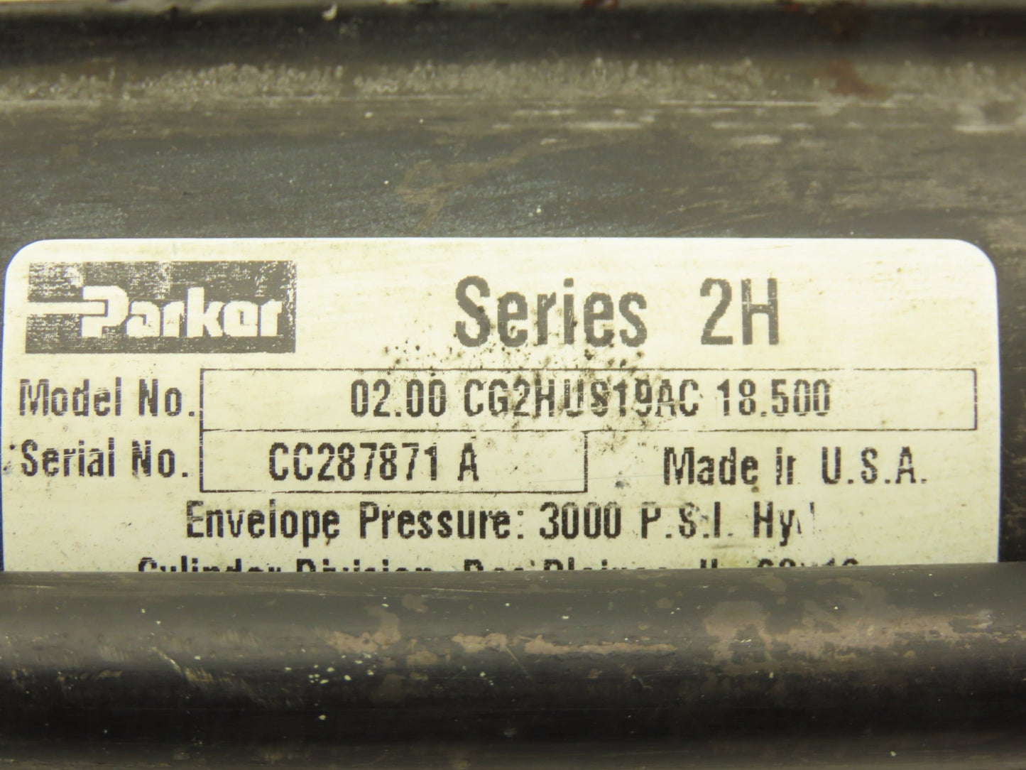 Parker CG2HU819AC Hydraulic Cylinder 2" Bore 18.5" Stroke 3000psi