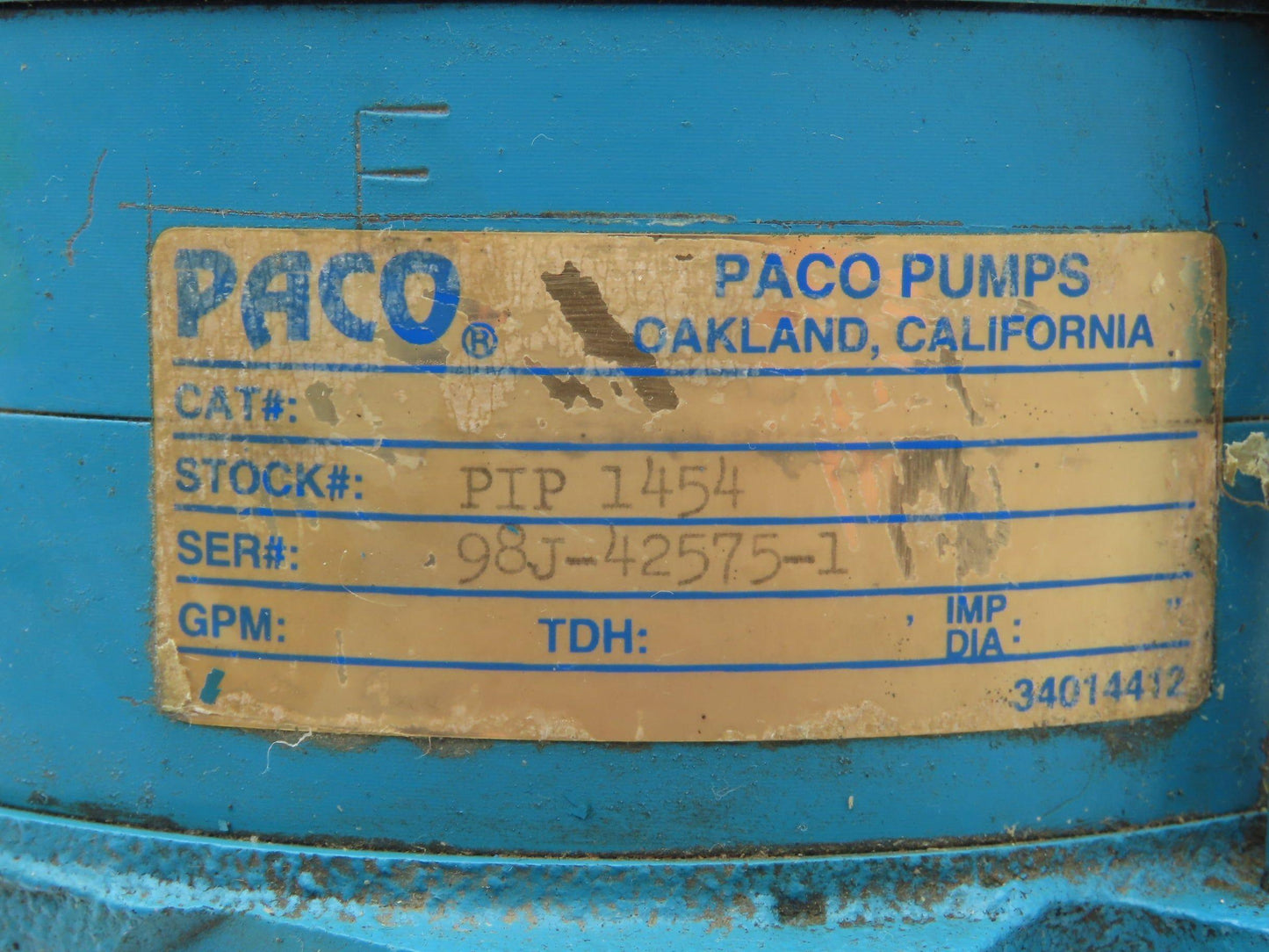 Paco PIP 1454 Centrifugal Pump Casing Top Intake 1-1/4"NPT