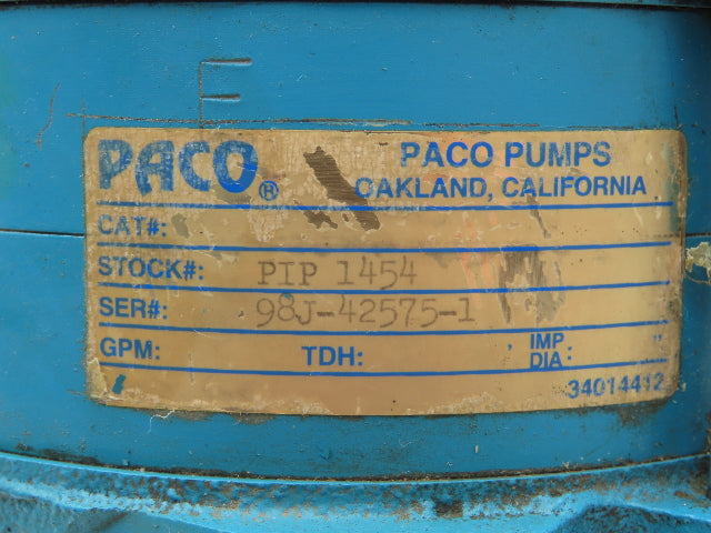 Paco PIP 1454 Centrifugal Pump Casing Top Intake 1-1/4"NPT