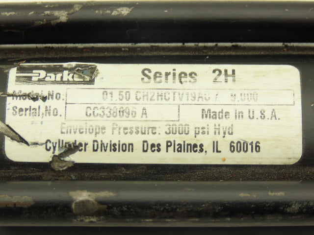 Parker CH2HCT19A/C Hydraulic Cylinder 1.5" Bore 9" Stroke 3000psi