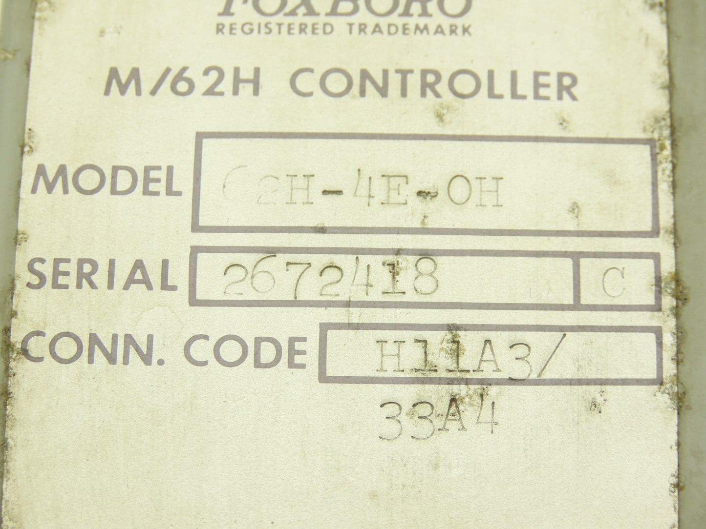 Foxboro H11A3/33A4 62H-4E-OH M/62H HMI Control Station 0 To 100 Dial