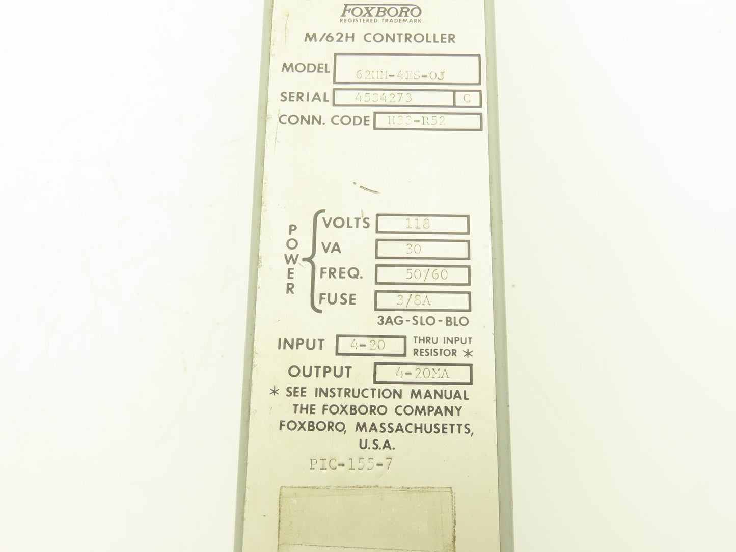 Foxboro H33-R52 62HM-4ES-OJ M/62H HMI Control Station 0 To 50 Dial