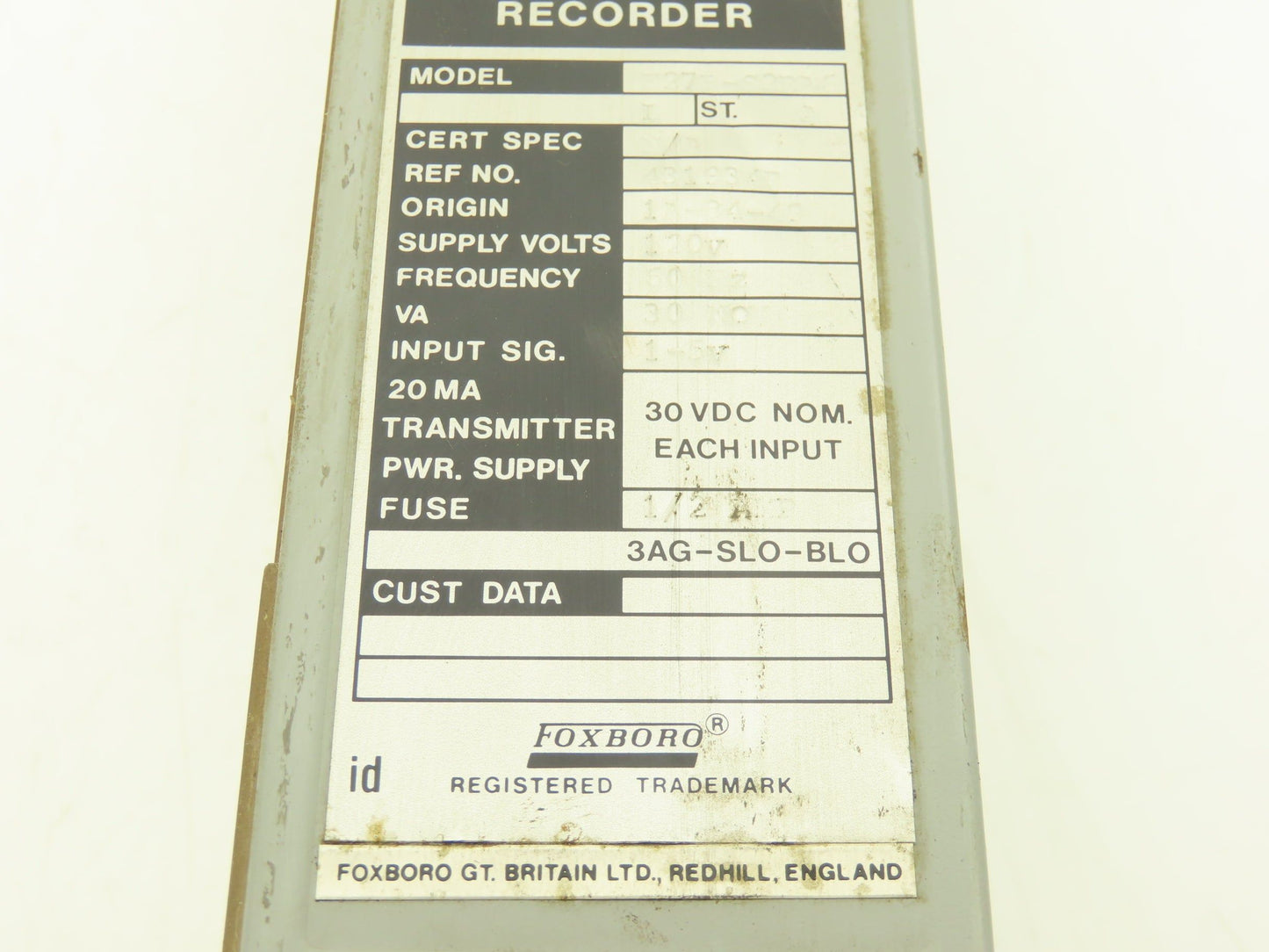 Foxboro E27R-S2RA6 E27R-S2RA6 M/62H HMI Recorder 120VAC Supply 30VDC Output