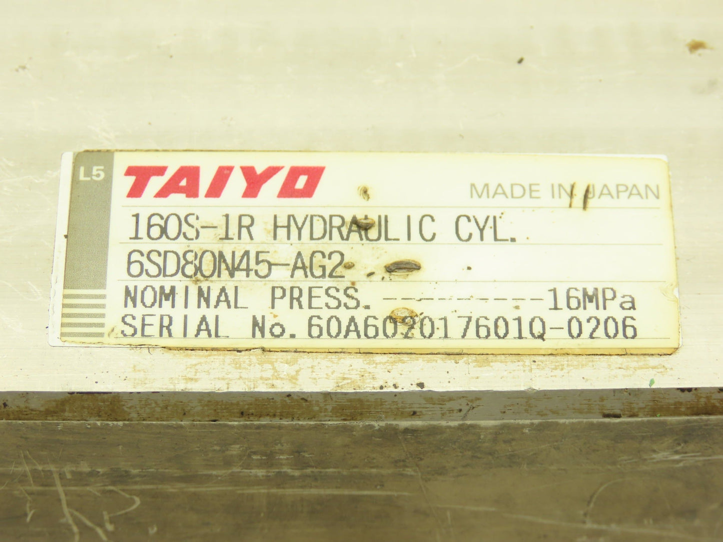 Taiyo 160S-1R Hydraulic Cylinder 80mm Bore 45mm Stroke 2300psi