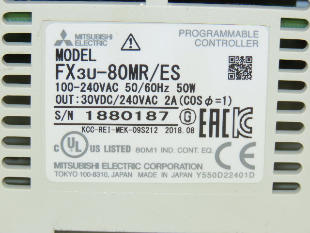 Mitsubishi Electric Melsec FX3U-80MR/ES Programmable Controller PLC Input Output
