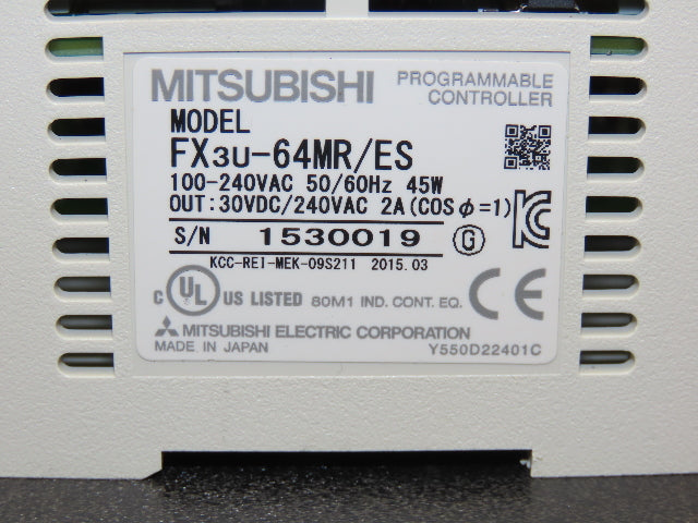 Mitsubishi Electric FX3U-64MR/ES Melsec Programmable Controller PLC Input Output