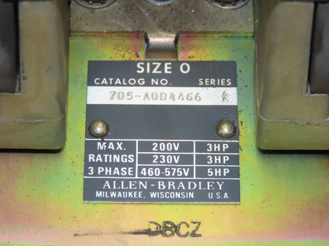 Allen Bradley 705-AOD4466 Reversing Motor Starter Sz 0 5Hp 575V 3Ph Coil 120VAC