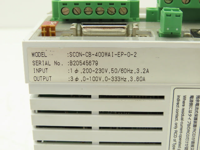 IAI SCON-CB-400WAI-EP-0-2 Position Controller Abs./Inc. 100V 333Hz 3.6A 3Ph Out