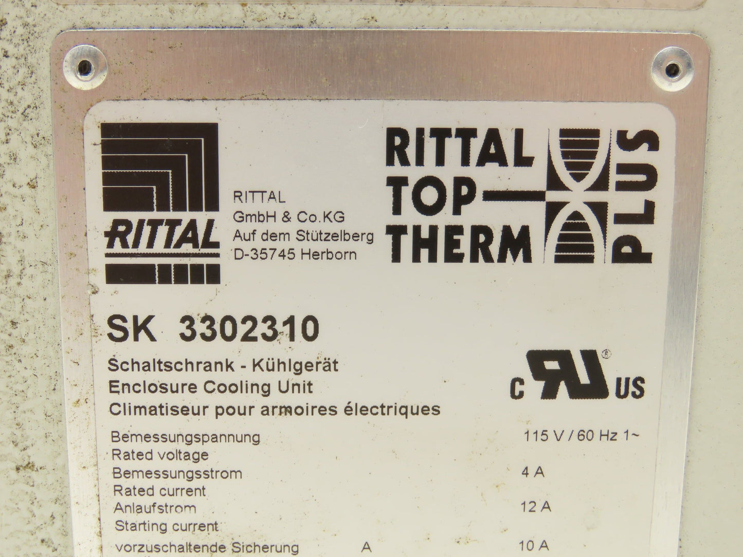 Rittal SK 3302310 Enclosure Cooling Unit 115VAC 4A 1296 BTU Wall Mounted*READ