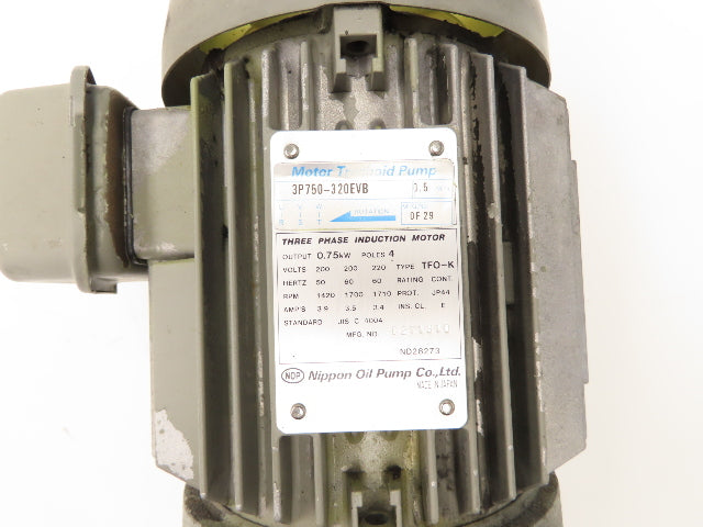 Nippon 3P750-320EVB Trochoid Oil Circulation Pump .75Kw 1700rpm 220V Motor