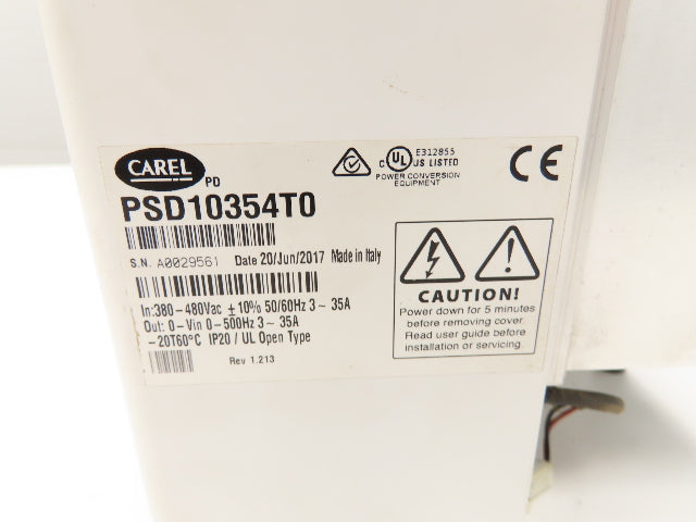 Carel PSD10354T0 Power Speed VFD AC Drive Inverter 480V 3Ph Rev 1.213