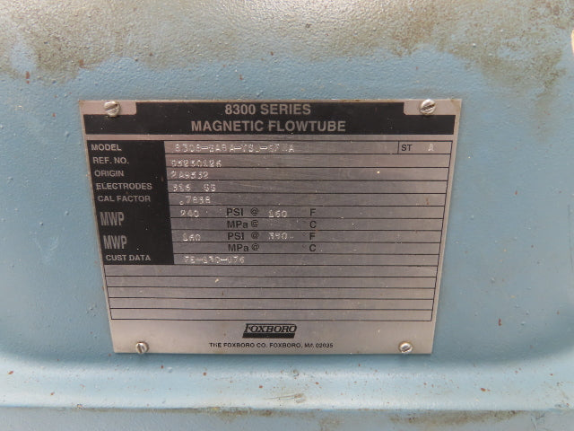 Foxboro 8308-SABA-TSJ-GFNA Magnetic Flow Meter 8" Flow Tube 240psi 8300 Series