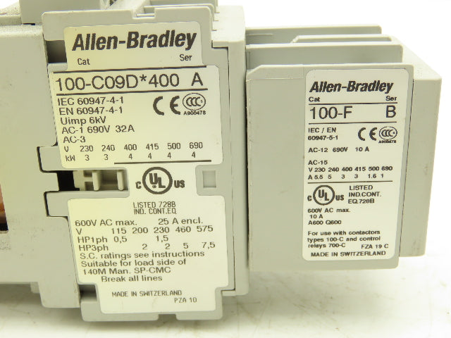 Allen Bradley 100-C09D*400 Motor Starter Contactor 7.5Hp 600V Assembly Lot of 4
