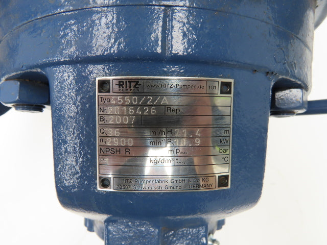 Ritz 4550/2/A Multi-Stage Centrifugal Pump 2"x2.5" Flanged 10.9kw 36m³/h 2900rpm