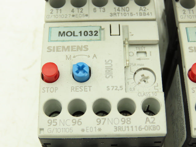 Siemens 3RU1116-0KB0 Motor Starter Contactor Relay 24V Coil 5Hp 600V Lot of 3