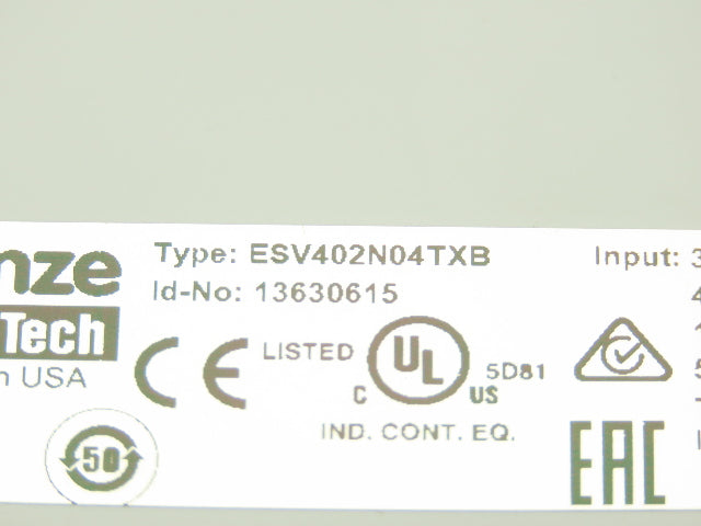 Lenze ESV402N04TXB 5 HP SMVector AC Tech Inverter Drive 400/480v 50/60hz